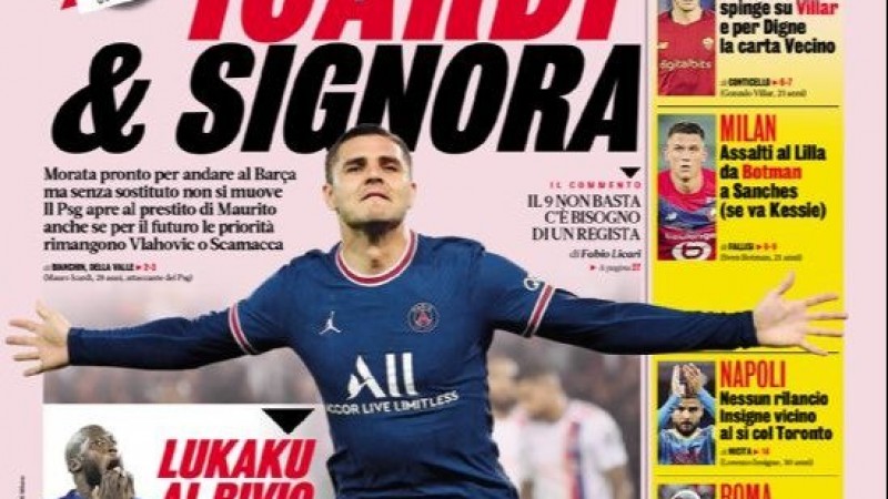 La ingeniosa tapa del principal diario deportivo italiano sobre Icardi y la "signora"